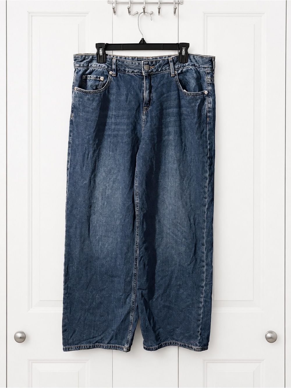 Wide-Leg Baggy High Rise Jeans Medium Wash Size 12